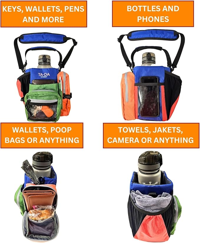 TA-DA Caddy Bag Everywhere you Go | Core Items are Bottle Phone Keys Wallets Etc., so Easy Access and more Convenient than Purse, Carrier, Crossbody, Messenger, Duffle, Fanny, Tote | W-7 H-10 L-10 |
