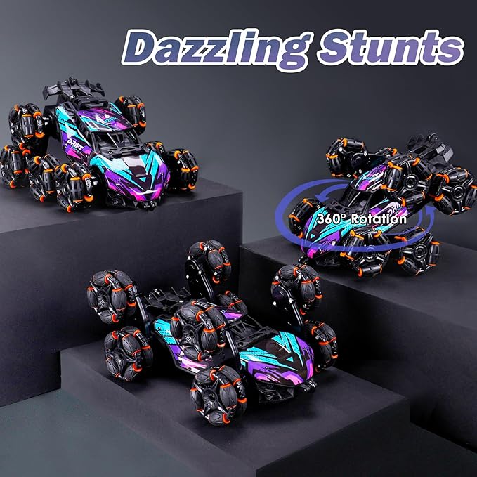 Cool 8 Wheels Hand Controlled RC Stunt Car Toys, Xmas Gifts and Birthday Presents for Kids, Gesture Sensing Remote Control Cars for Boys Age 6 7 8-10 11 12 Year Old