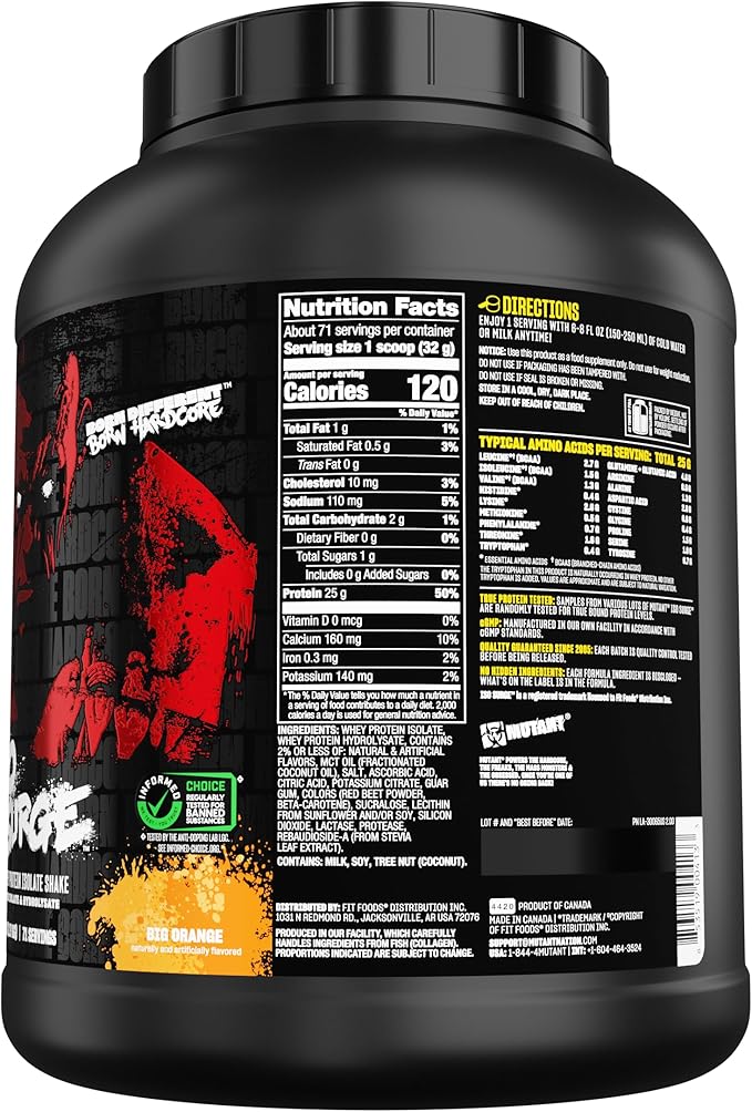Mutant ISO Surge Whey Protein Isolate Powder Acts Fast to Help Recover, Build Muscle, Bulk and Strength (5 Pound, Big Orange Creamsicle)