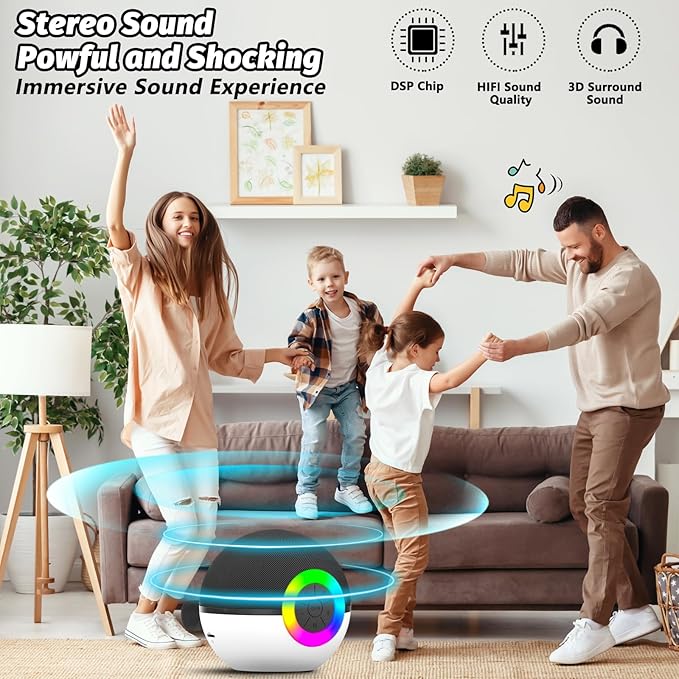 goopow Mini Karaoke Machine Speaker for Kids Adults, Portable Bluetooth Microphone Song Toys with LED Light, Best Chritmas Birthday Festival Gift for 3 4 5 6 7 8+ Year Old Girls Boys (Black-2 Mic)