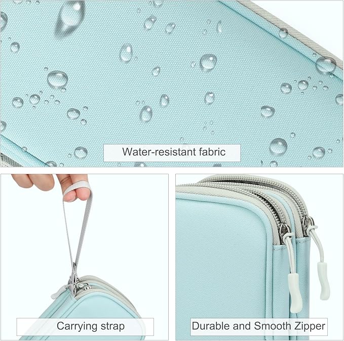 FYY Electronic Organizer, Travel Cable Organizer Bag Pouch Electronic Accessories Carry Case Portable Waterproof Double Layers All-in-One Storage Bag for Cable, Charger, Phone, Earphone, Mint Green