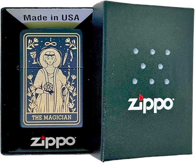 23 Custom Tarot Card - Major Arcana Card Laser Engraved Zippo Black Matt Windproof Lighter (The Magician)