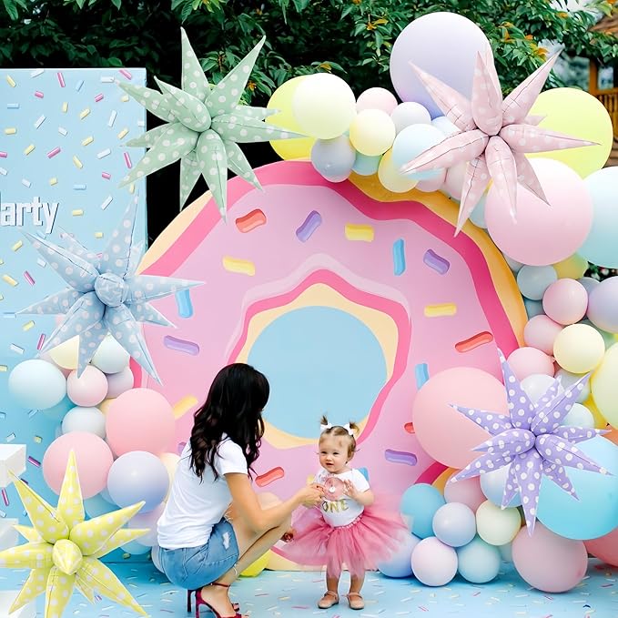 2Pcs Green Macaron Polka Dot Explosion Pointed Star Foil Balloons/Candy Color Balloon for Christmas, Candyland Party, Baby Shower, Unicorn Birthday, Easter/Rainbow Candy Themed Party Decorations