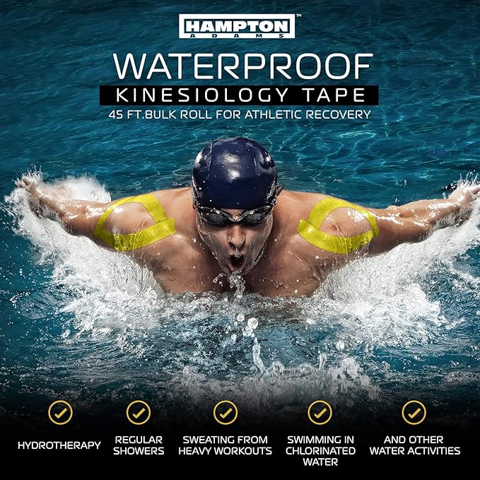 Hampton Adams | As Seen on Shark Tank | Elastic Kinesiology Tape (Bulk Roll) | 135ft Uncut | Supports & Protects Muscle Wrist Knee Shoulder Back Plantar Fasciitis | Waterproof Hypoallergenic