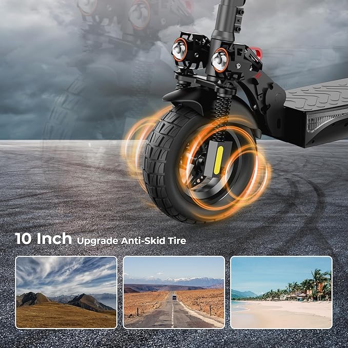 iScooter Electric Scooter, 800W Motor E-Scooter Up to 25/28 Miles Range, Top Speed 25/28 MPH,10" Off Road escooter Tires,Adjustable Handlebar Height, Folding Commuting Electric Scooter for Adults