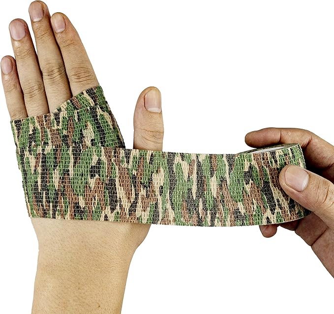 FRESINIDER 9 Rolls Self Adhesive Wrap Athletic Tape Gauze, Breathable Elastic Cohesive Bandage for Sports Injury & Pet (7 Pcs 2" x 5 Yards + 2 Pcs 1" X 5 Yards) (Asian Tiger Camo)