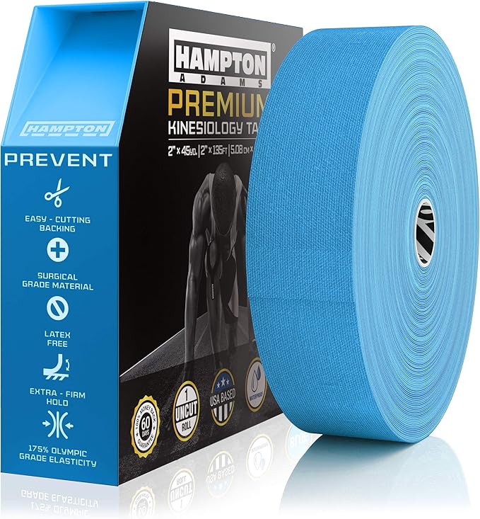 Hampton Adams | As Seen on Shark Tank | Elastic Kinesiology Tape (Bulk Roll) | 135ft Uncut | Supports & Protects Muscle Wrist Knee Shoulder Back Plantar Fasciitis | Waterproof Hypoallergenic