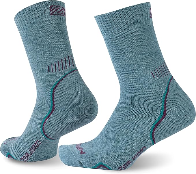 ZEAL WOOD Merino Wool Hiking Crew Socks for Men Women Comfort Full Cushion Moisture Wicking for Camping Trekking Work Outdoor