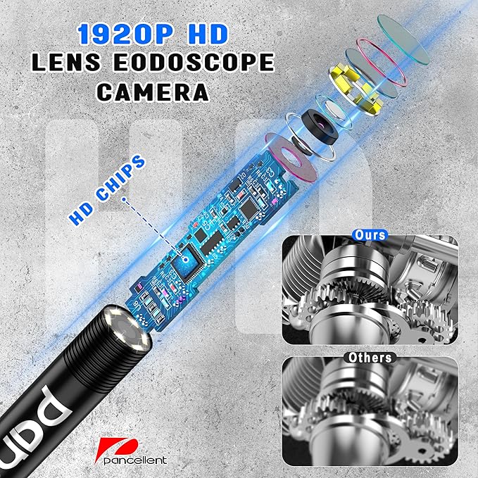 0.216 in Ultra-Thin Snake Inspection Borescope, Pancellent Type C Endoscope, Scope 1920P with 6 LED Lights for Android and iOS Smartphone, iPhone, iPad, Samsung (16.5FT)