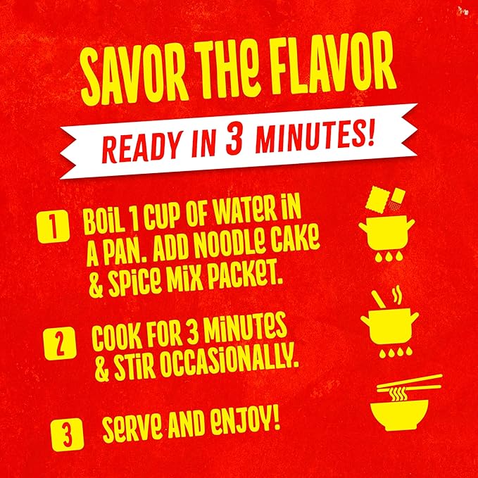 Maggi Chinese Spicy Garlic Noodles, Instant Ramen Noodles, 3 min, Vegetarian, Halal, Kosher, 4-Pack
