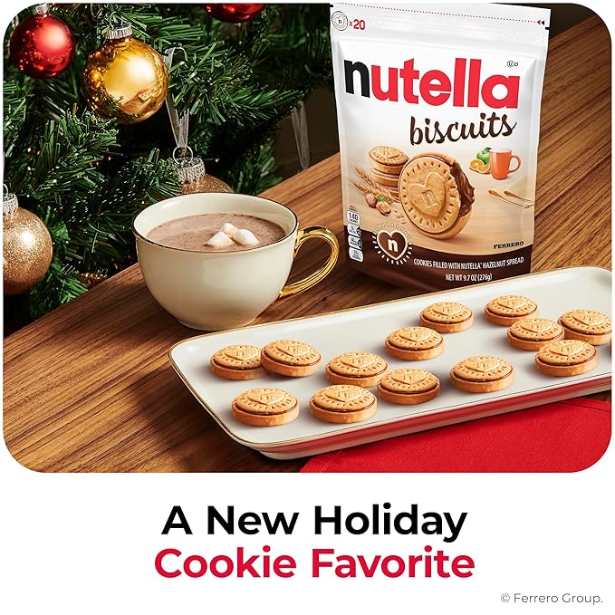 Nutella Biscuits Cookies Filled with Nutella Hazelnut Spread, Sweet Snack Pack, Holiday Christmas Cookies, 9.7 oz