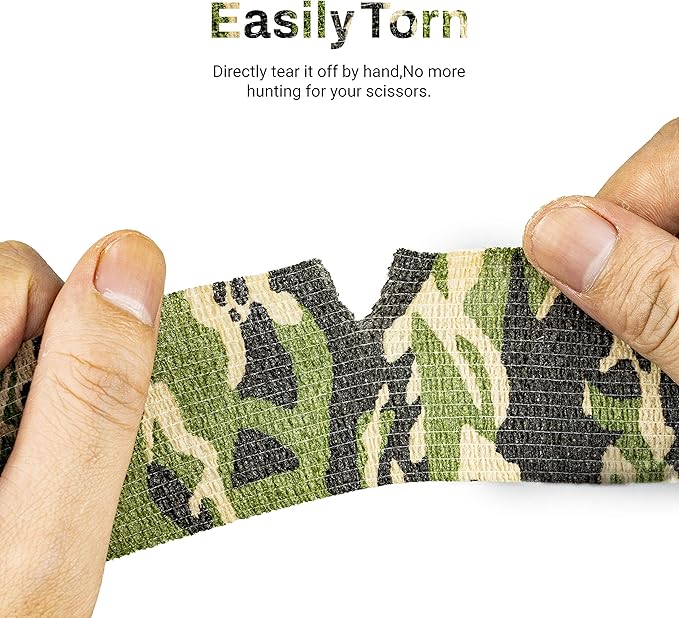 FRESINIDER 9 Rolls Self Adhesive Wrap Athletic Tape Gauze, Breathable Elastic Cohesive Bandage for Sports Injury & Pet (7 Pcs 2" x 5 Yards + 2 Pcs 1" X 5 Yards) (Woodland Camo)