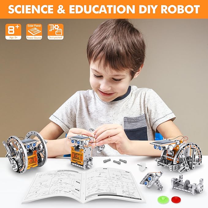 STEM 13-in-1 Education Solar Power Robots Toys for Boys Age 8+, Educational Toy DIY Science Kits for Kids, Building Experiment Robotics Set Birthday Gifts for 8+ Years Old Boys and Girls