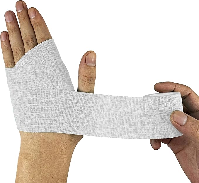 FRESINIDER 9 Rolls Self Adhesive Wrap Athletic Tape Gauze, Breathable Elastic Cohesive Bandage for Sports Injury & Pet (7 Pcs 2" x 5 Yards + 2 Pcs 1" X 5 Yards) (White)