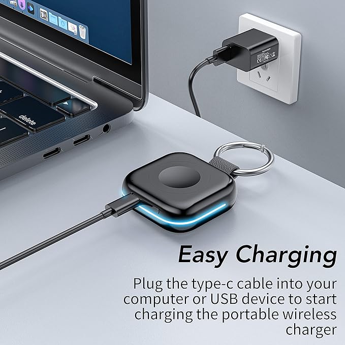 HUOTO Portable Charger for Apple Watch,Wireless Magnetic iWatch Charger 1200mAh Power Bank Travel Keychain Accessories Smart Chargers for Apple Watch Series 11/10/9/8/7/6/SE/5/4/3/2/1/UItra/UItra 2