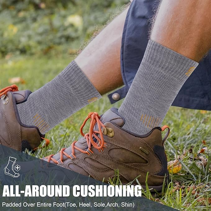 ZEAL WOOD Merino Wool Hiking Crew Socks for Men Women Comfort Full Cushion Moisture Wicking for Camping Trekking Work Outdoor