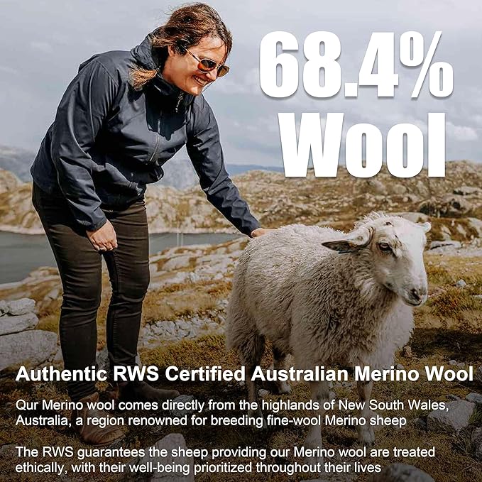 ZEAL WOOD Merino Wool Hiking Crew Socks for Men Women Comfort Full Cushion Moisture Wicking for Camping Trekking Work Outdoor
