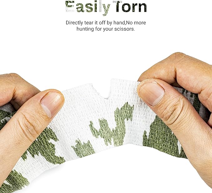 FRESINIDER 9 Rolls Self Adhesive Wrap Athletic Tape Gauze, Breathable Elastic Cohesive Bandage for Sports Injury & Pet (7 Pcs 2" x 5 Yards + 2 Pcs 1" X 5 Yards) (Snow Camo)