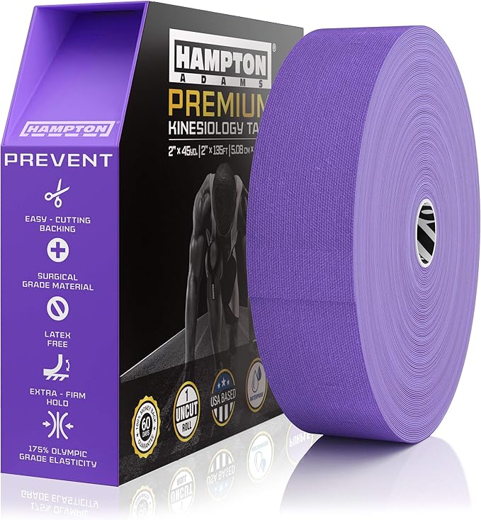Hampton Adams | As Seen on Shark Tank | Elastic Kinesiology Tape (Bulk Roll) | 135ft Uncut | Supports & Protects Muscle Wrist Knee Shoulder Back Plantar Fasciitis | Waterproof Hypoallergenic