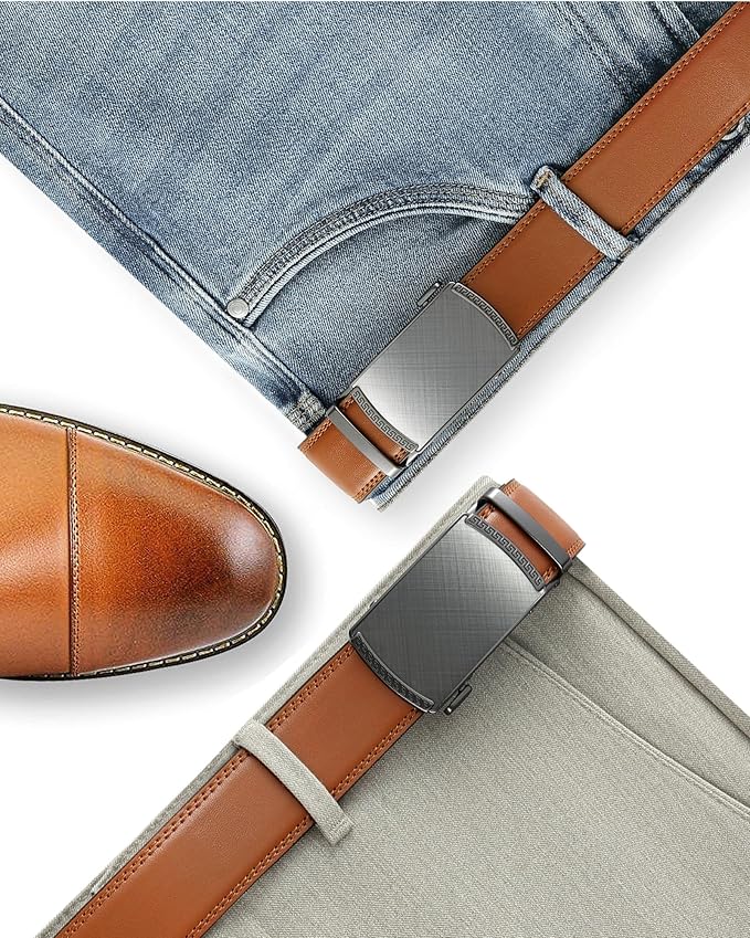 CHAOREN Mens Belt Leather Ratchet Belt - Customizable Fit, Effortless Style (35mm)