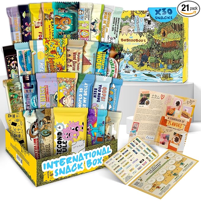 International Snack Box, Giftable Exotic Universal Treats and Candies, Foreign Foods from around the World, Authentic Tasting Experience Inspired by European, Korean and Japanese Cultures