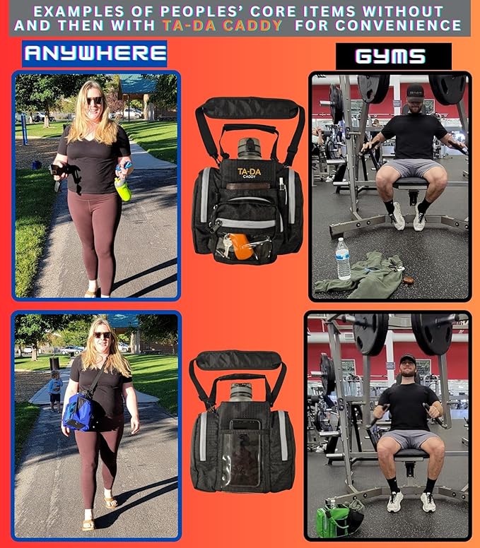 TA-DA Caddy Bag Everywhere you Go | Core Items are Bottle Phone Keys Wallets Etc., so Easy Access and more Convenient than Purse, Carrier, Crossbody, Messenger, Duffle, Fanny, Tote | W-7 H-10 L-10 |