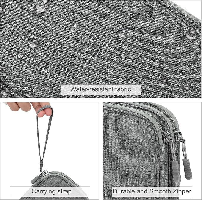 FYY Electronic Organizer, Travel Cable Organizer Bag Pouch Electronic Accessories Carry Case Portable Waterproof Double Layers Storage Bag for Cable, Cord, Charger, Phone, Large Size, Dark Grey