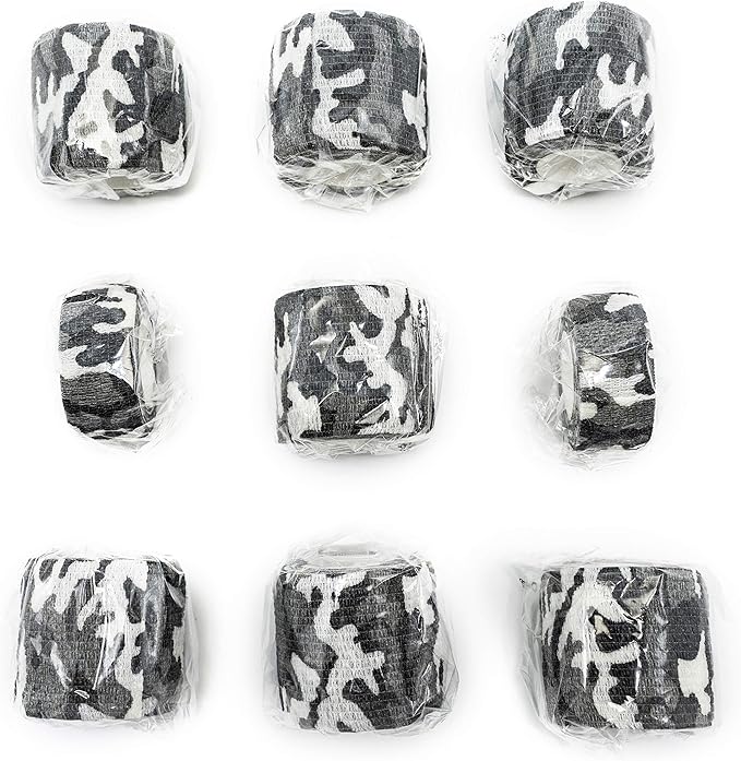 FRESINIDER 9 Rolls Self Adhesive Wrap Athletic Tape Gauze, Breathable Elastic Cohesive Bandage for Sports Injury & Pet (7 Pcs 2" x 5 Yards + 2 Pcs 1" X 5 Yards) (City Camo)