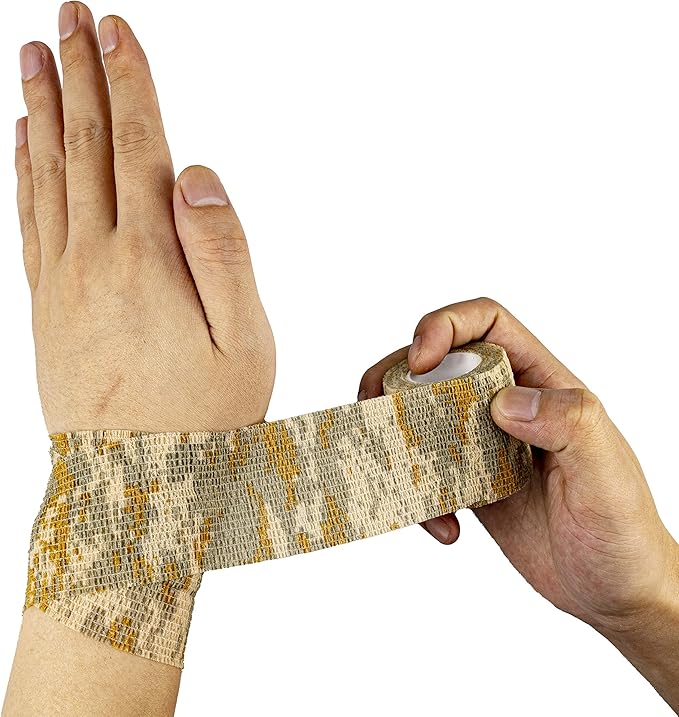 FRESINIDER 9 Rolls Self Adhesive Wrap Athletic Tape Gauze, Breathable Elastic Cohesive Bandage for Sports Injury & Pet (7 Pcs 2" x 5 Yards + 2 Pcs 1" X 5 Yards) (Digital Desert Camo)