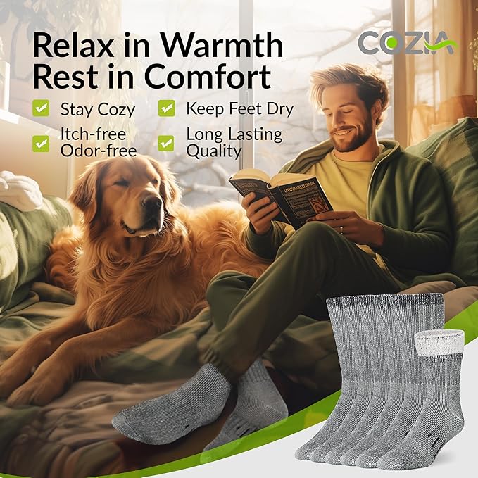 COZIA Merino Wool Socks for Men & Women Casual Warm Winter Cozy Thermal Socks
