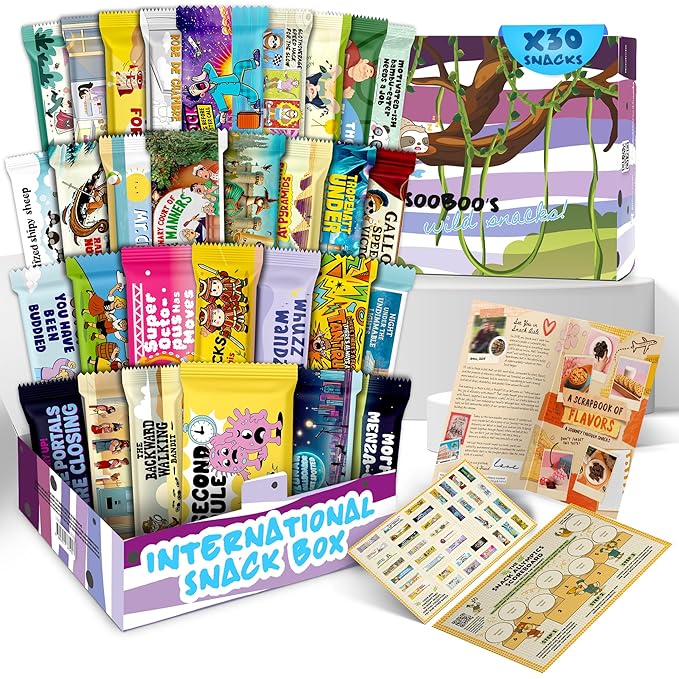 International Snack Box, Giftable Exotic Universal Treats and Candies, Foreign Foods from around the World, Authentic Tasting Experience Inspired by European, Korean and Japanese Cultures