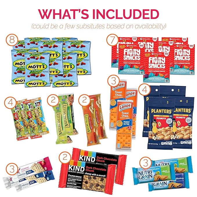 Healthy Snack Box Variety Pack with Chips, Cookies & Granola Bars (50 Count) - Healthy Snacks Variety Pack for Adults, Kids and Teens - Care Packages for College Students, Birthdays & Travel