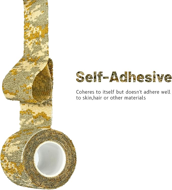 FRESINIDER 9 Rolls Self Adhesive Wrap Athletic Tape Gauze, Breathable Elastic Cohesive Bandage for Sports Injury & Pet (7 Pcs 2" x 5 Yards + 2 Pcs 1" X 5 Yards) (Digital Desert Camo)