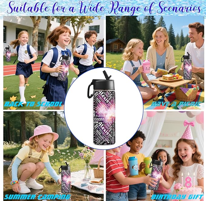 VIPOPSA Custom Water Bottle With Straw Lid Stainless Steel Customized Kids Water Bottle For Boys Girls Woman Man18oz
