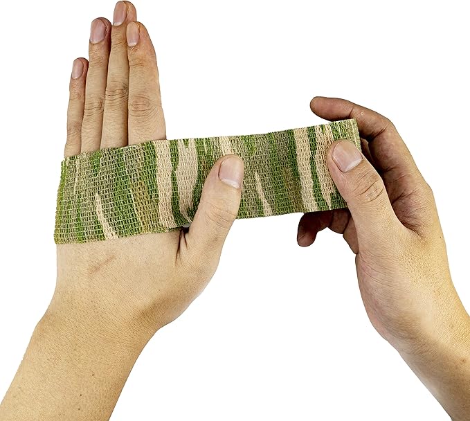 FRESINIDER 9 Rolls Self Adhesive Wrap Athletic Tape Gauze, Breathable Elastic Cohesive Bandage for Sports Injury & Pet (7 Pcs 2" x 5 Yards + 2 Pcs 1" X 5 Yards) (Forest Camo)