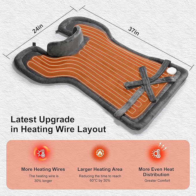 Heating Pad for Neck Shoulder and Back, Valentines Day Gifts for Her Him, Birthday Gift for Women Men Mom, Deeper Pain Relief,Large Weighted Heat Pad, FSA Eligible HSA Approved, ETL Certified, Gray