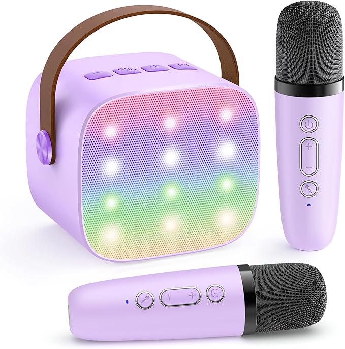 YLL Karaoke Machine for Kids, Portable Mini Speaker with 2 Wireless Microphones, 2026 TOP Kids Gifts for Girls Ages 3, 4, 5, 6, 7, 8, 9, 10, 12 +Years Old, 4-12th Birthday Present Toy Party (Purple)