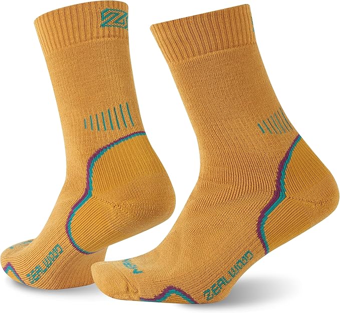 ZEAL WOOD Merino Wool Hiking Crew Socks for Men Women Comfort Full Cushion Moisture Wicking for Camping Trekking Work Outdoor