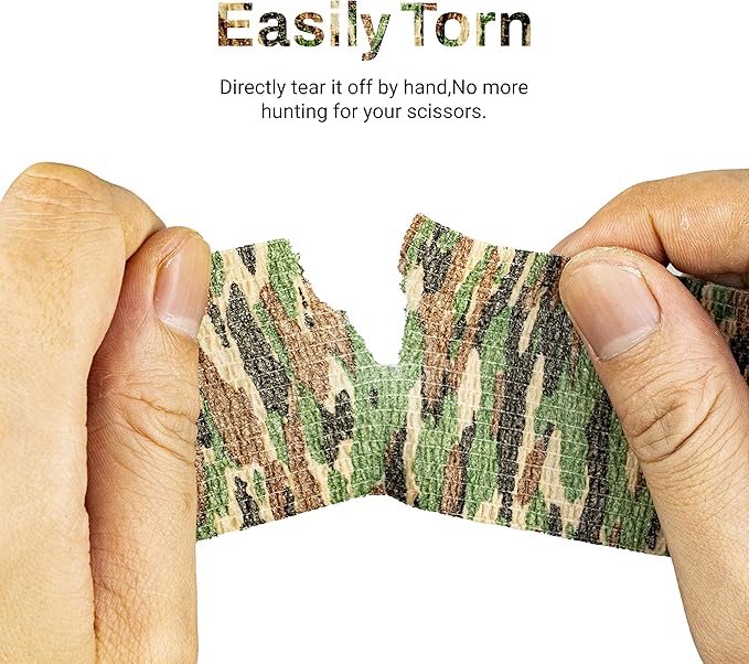 FRESINIDER 9 Rolls Self Adhesive Wrap Athletic Tape Gauze, Breathable Elastic Cohesive Bandage for Sports Injury & Pet (7 Pcs 2" x 5 Yards + 2 Pcs 1" X 5 Yards) (Asian Tiger Camo)