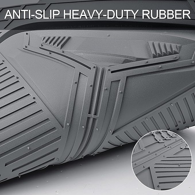 CAR PASS Heavy Duty Rubber Car Mats, Deepdish All Weather Floor Mats for Car Full Set, Universal Automotive Mats Trim to Fit for Sedans SUVs Trucks, Waterproof Anti-Slip Deep Tray 3 Pieces Dark Gray