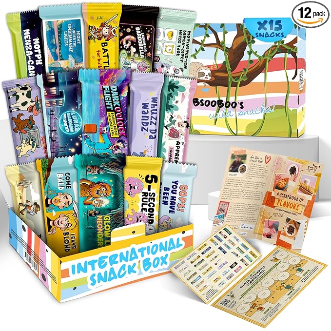 Midi Snack Box | Extraordinary Present for Special Moments | Multipack Hamper Gift of Sweet Candy | American Alike Old Fashioned Retro Turkish Treats | Paradise Jungle Themed Box | 11 Full-Size Snacks