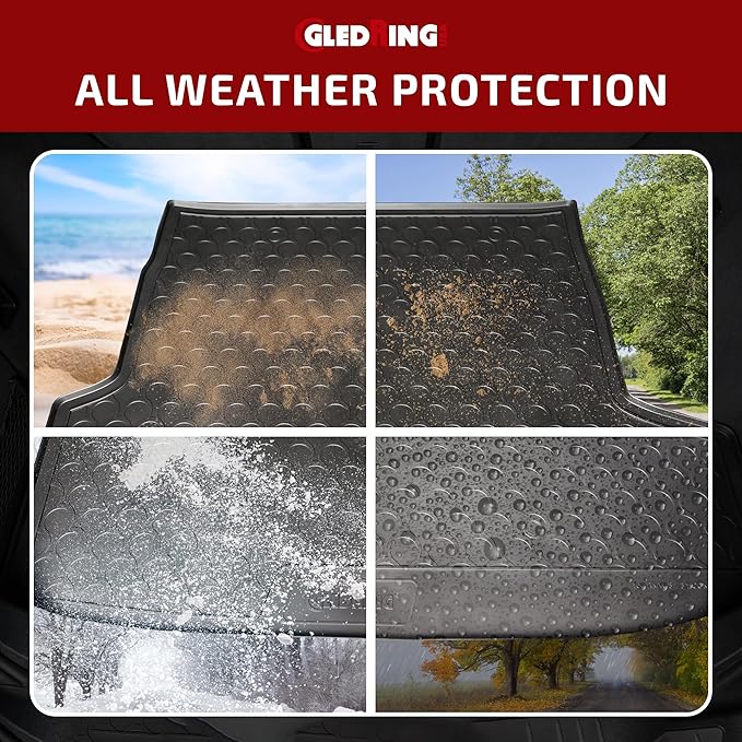 Gledring USA Custom Fit All-Weather Rubber Floor Mats Intended for Ford Transit Connect Cargo Van - 2017-2023, No Trimming Required, Tailored Custom Fit, Protects from Rain, Mud, & Snow.