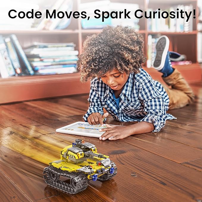 STEM Robot Building Kit Gift for Boys Ages 8-12 with Remote Control, Technic Coding Robotic Toy for Kids’ Birthday, Buildable 5-in-1 Models with 488 Pieces