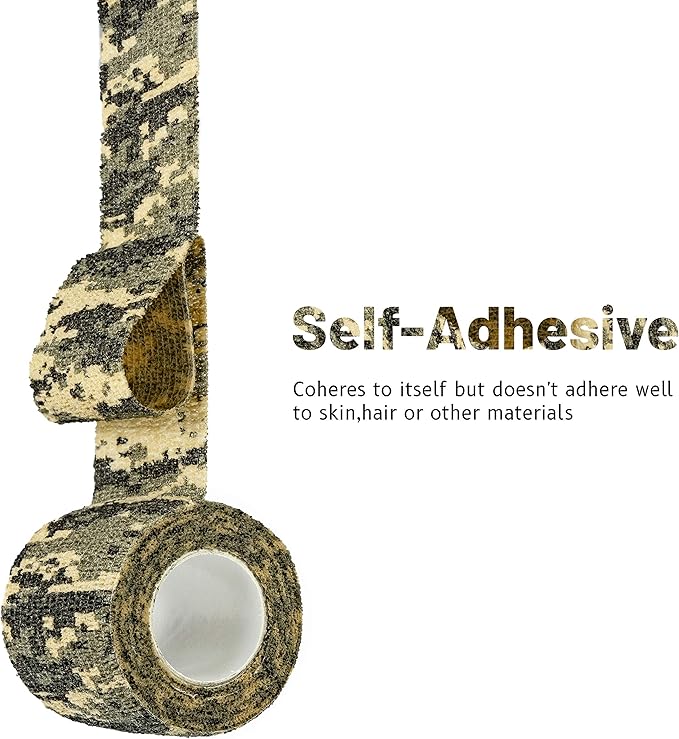 FRESINIDER 9 Rolls Self Adhesive Wrap Athletic Tape Gauze, Breathable Elastic Cohesive Bandage for Sports Injury & Pet (7 Pcs 2" x 5 Yards + 2 Pcs 1" X 5 Yards) (Digital Woodland Camo)