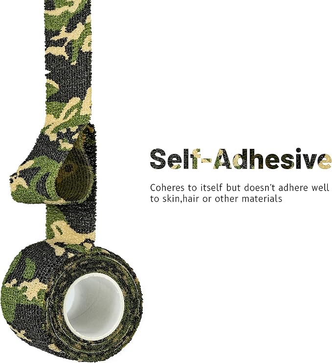 FRESINIDER 9 Rolls Self Adhesive Wrap Athletic Tape Gauze, Breathable Elastic Cohesive Bandage for Sports Injury & Pet (7 Pcs 2" x 5 Yards + 2 Pcs 1" X 5 Yards) (Woodland Camo)