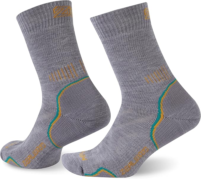 ZEAL WOOD Merino Wool Hiking Crew Socks for Men Women Comfort Full Cushion Moisture Wicking for Camping Trekking Work Outdoor