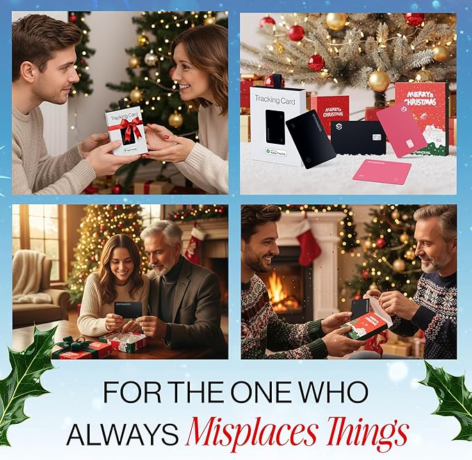 SPOTMINDERS Apple MFi Certified Wallet Tracker for Valentines Day Gifts for Women (iOS Only) Works with Apple Find My IP68 Rechargeable Tracking Card 0.07in Slim iPhone Item Finder for Luggage, Purse