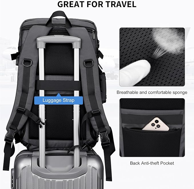 WITZMAN Carry on Travel Backpack for Men Women Laptop Backpack with USB Charging Port Airline Approved(B683 Silvery Grey)