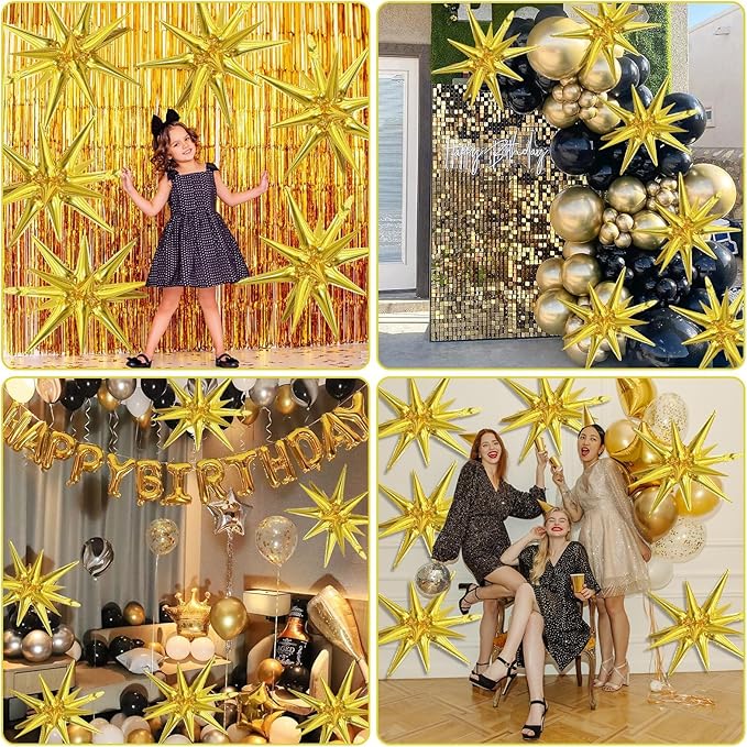 6PCS Gold Star Balloons, 22Inch Large Gold Star Balloon Foil Balloons Party Balloon for Birthday Graduation Wedding Anniversary NewYear Party Decorations