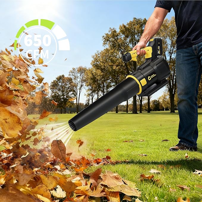 Electric Leaf Blower, 650CFM & 200MPH, Cordless Leaf Blower with 4.0Ah Battery, 20V Blowers Cordless, Lightweight Battery Blowers for Lawn, Patio, Yard, Garden, Outdoor